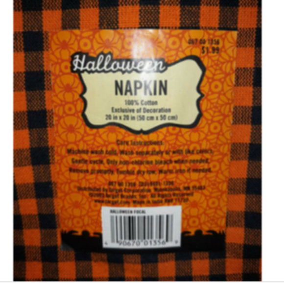 3 New Halloween 20 X 20 Cotton Napkins - Picture 2 of 4